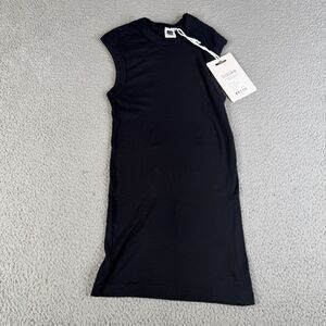 BASSIKE Slim Superfine Rib Tank Womens XS Black  Organic Cotton Muscle